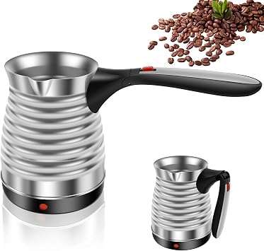Turkish Coffee Maker, Stainless Steel 500ml Turkish Coffee Machine with Folding Handle, 5 to 6 Cups Capacity Turkish Coffee Pot, Electric Coffee Tea Warmer Kettle for Home Travel Thread