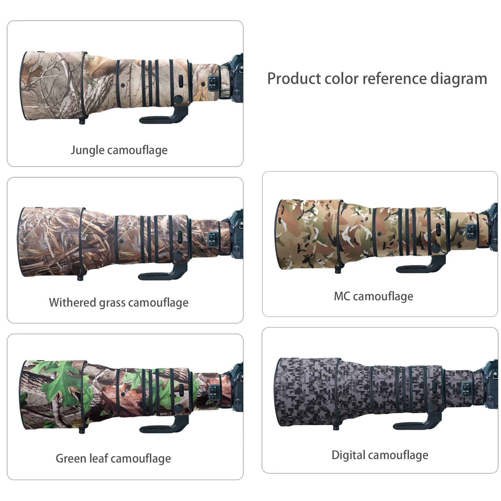 Osłona obiektywu do Nikon Z 600 mm F/4 TC VR S pokrowiec ochronny obiektywu aparatu kamuflażowego (kolor: kamuflaż #zwiędła trawa - wodoodporna) osłona przeciwdeszczowa