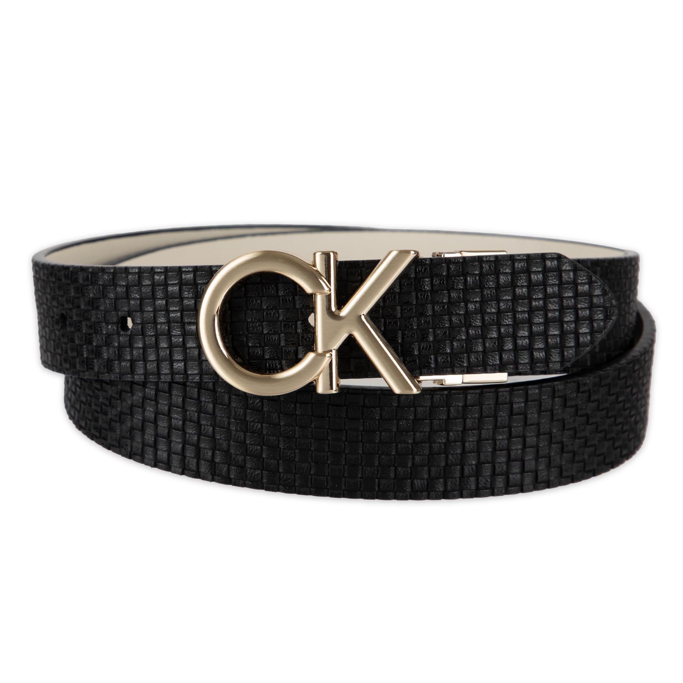 Women's Two-in-One Reversible CK Monogram Plaque Buckle Dress Belt (Regular and Plus Sizes)