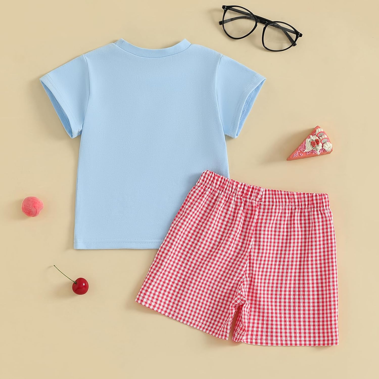 幼児 赤ちゃん 男の子 服 新学期 半袖 格子柄 パンツ 初日 ツーピース服