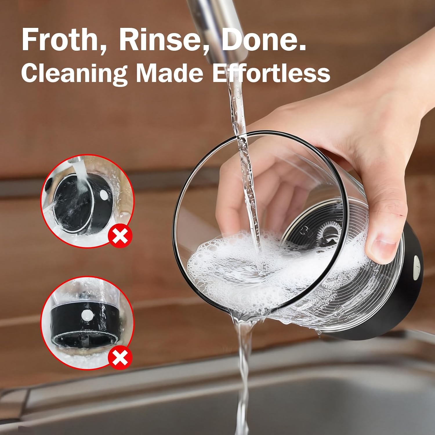 Cold Foam Maker 9oz Electric Milk Frother Handheld-free Milk Foamer for Coffee Cappuccinos Macchiato (Onyx Black)