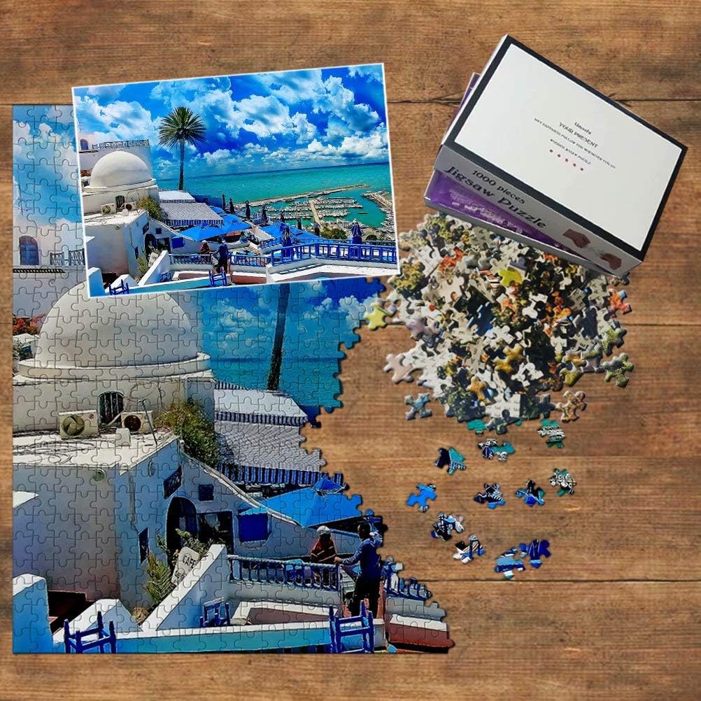 Tunisia Jigsaw Puzzle 1000 Piece Sidi BOU Sai Tunisia Puzzle Travel Souvenir Wooden