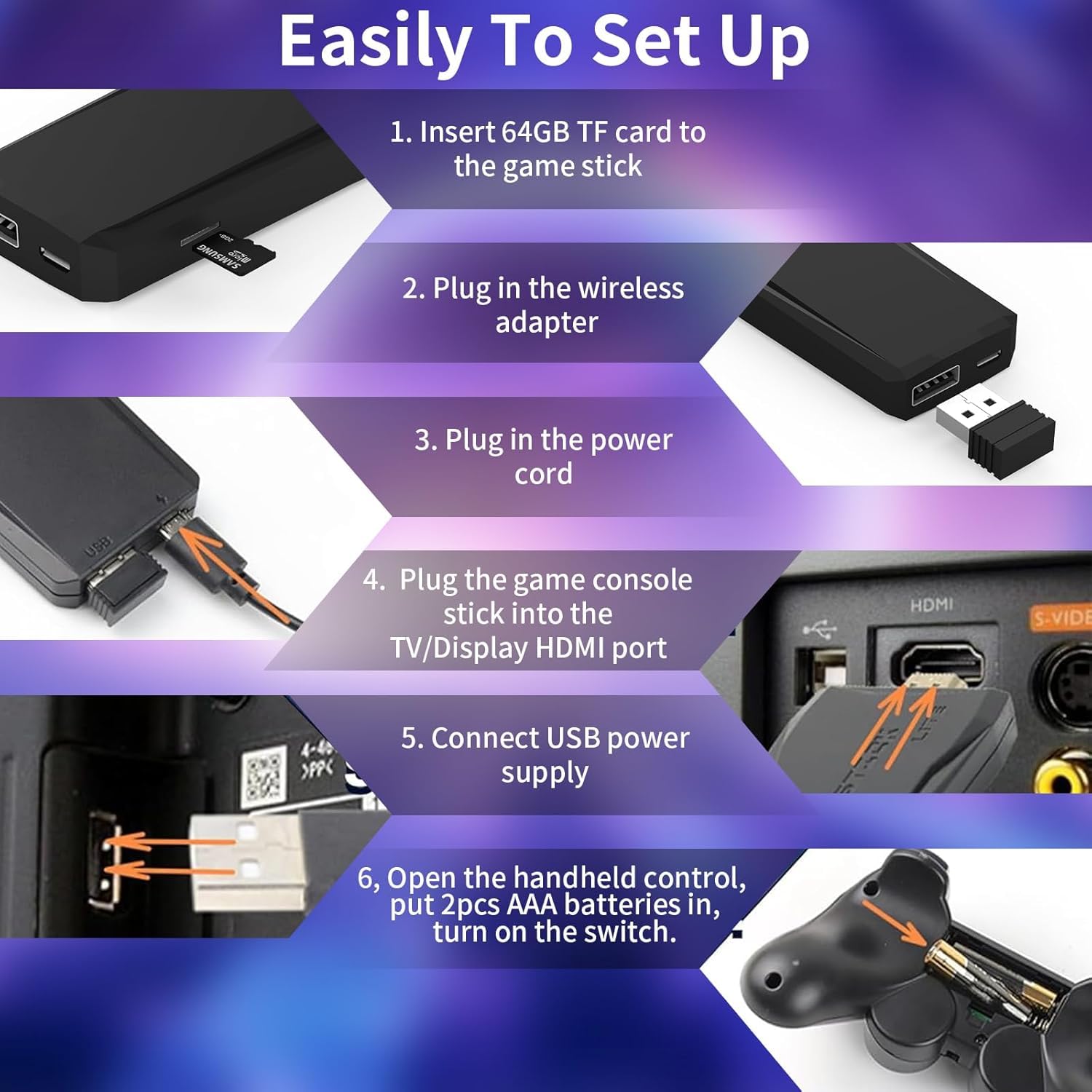 2025 Wireless Video Games for Tv Gaming Plug & Play Video Game 4K HD Game Stick, Wireless TV Game with Games Built-in 20,000+ Games & 64Gb, 9 Emulators TV Gaming Console for Kids 5 Years to 17 Years 2