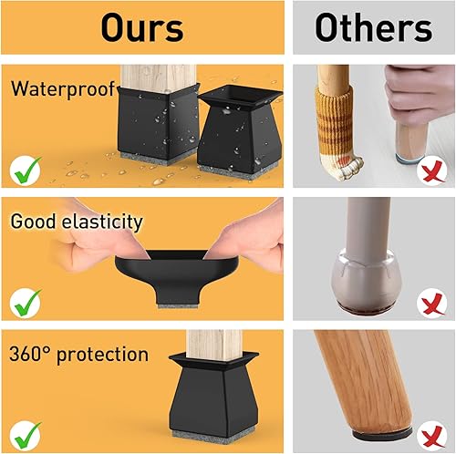 Miniatura 104 de 24 protectores de patas de silla para suelos de madera dura, almohadillas de fieltro de silicona para muebles, fundas de patas de mesa de movimiento