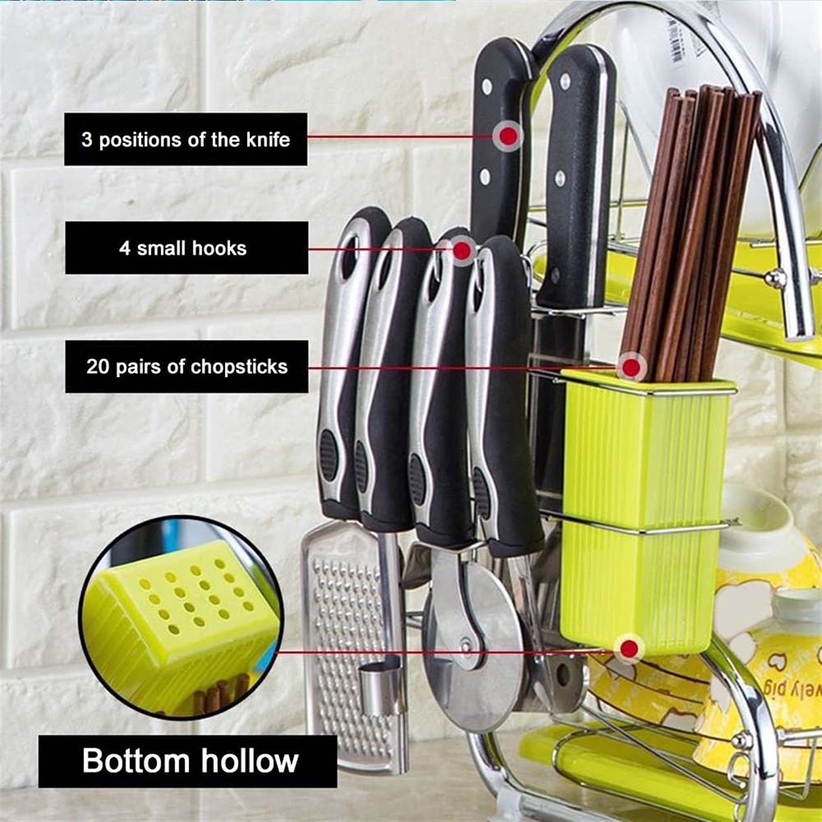 Geschirrkorb 2 eile schüssel abtrohre edelstahl trocknende rackschüssel schüssel ableiten regal trockner tray halter küche organizer Geschirr Abtropfgestell ( Color : A , Number of Tiers : 2 tier )