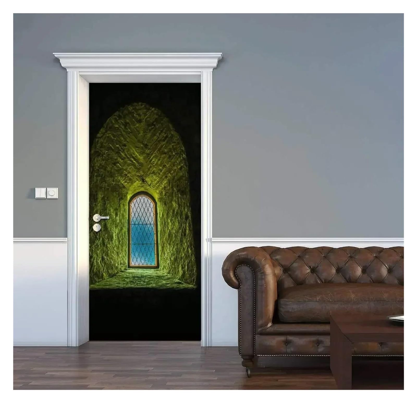 Sticker porte nature pour cacher les imperfections d'un mur ou d'une porte de cuisine