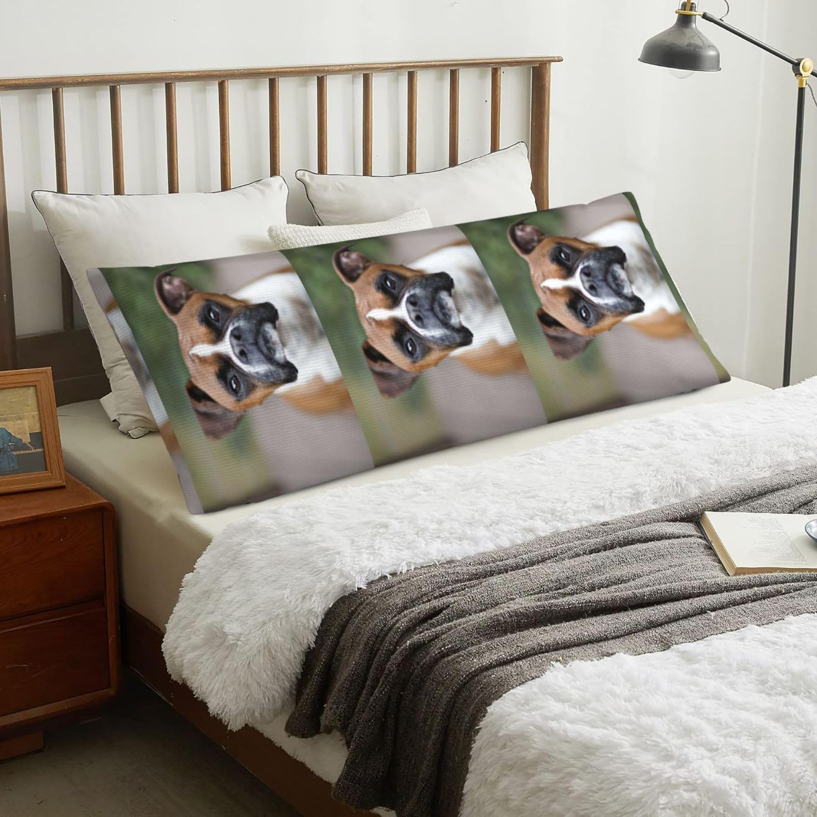 Boxer Dog, Body Pillow Cover with Zipper,Long Body Pillowcase 20 x 60 in