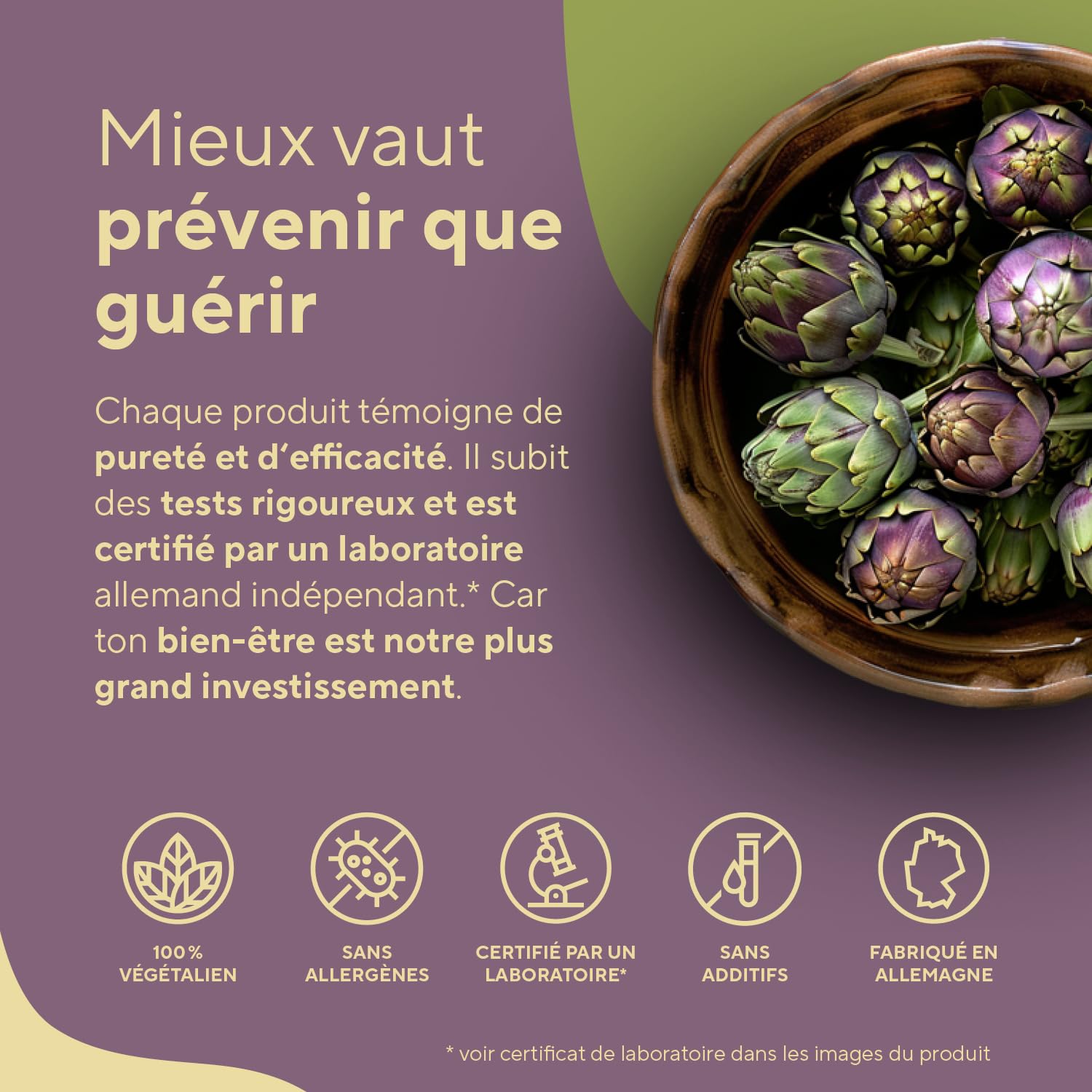 Extrait d'Artichaut Français - 2.400mg avec 2,5% Cynarine - 300 Gélules (2,5 mois) - Confort Digestif, Foie & Détox - Vegan - Sans: Additifs, Lactose & Gluten - TRUE NATURE