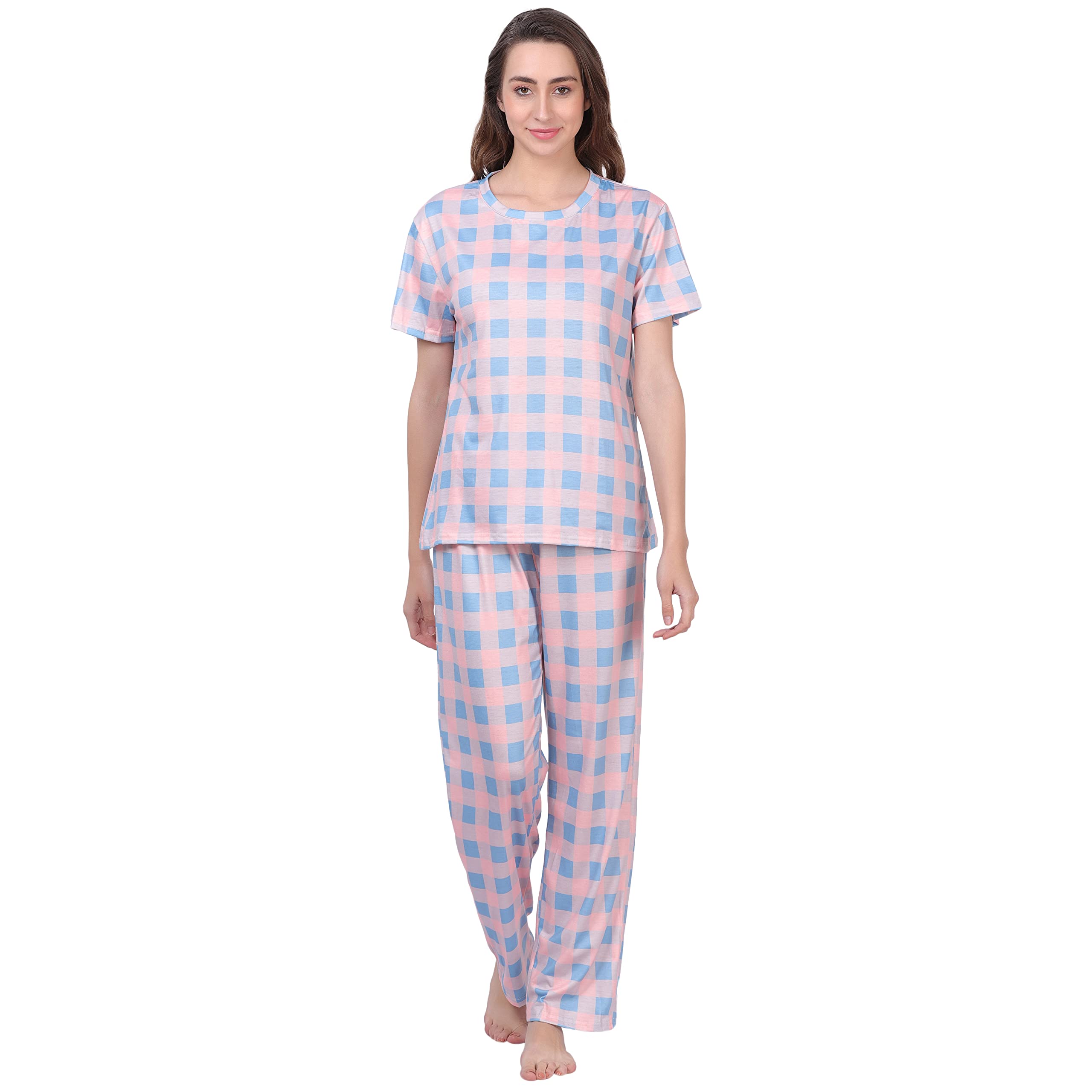 Dinazah Womens Two Piece Short Sleeve Top and Pajama Set | Pjs for Women Soft | Casual Sleepwear Loungewear Set