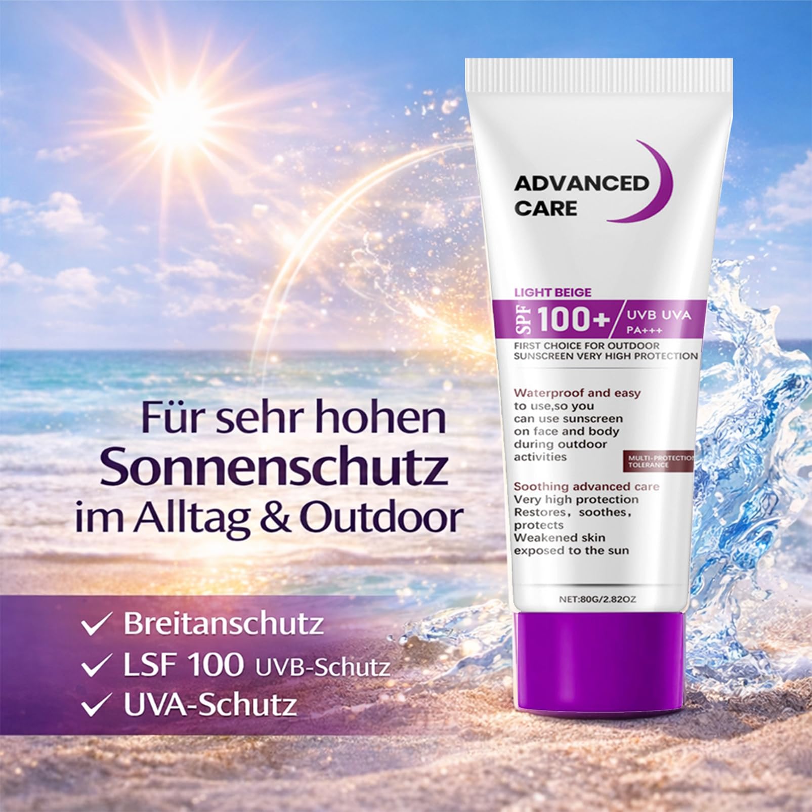 Krem przeciwsłoneczny SPF 100 – SPF 100 – ochrona przed słońcem do ciała i twarzy, silny krem przeciwsłoneczny – ochrona przed starzeniem się, ochrona przed promieniowaniem UV, nie tłuści, nawilżający