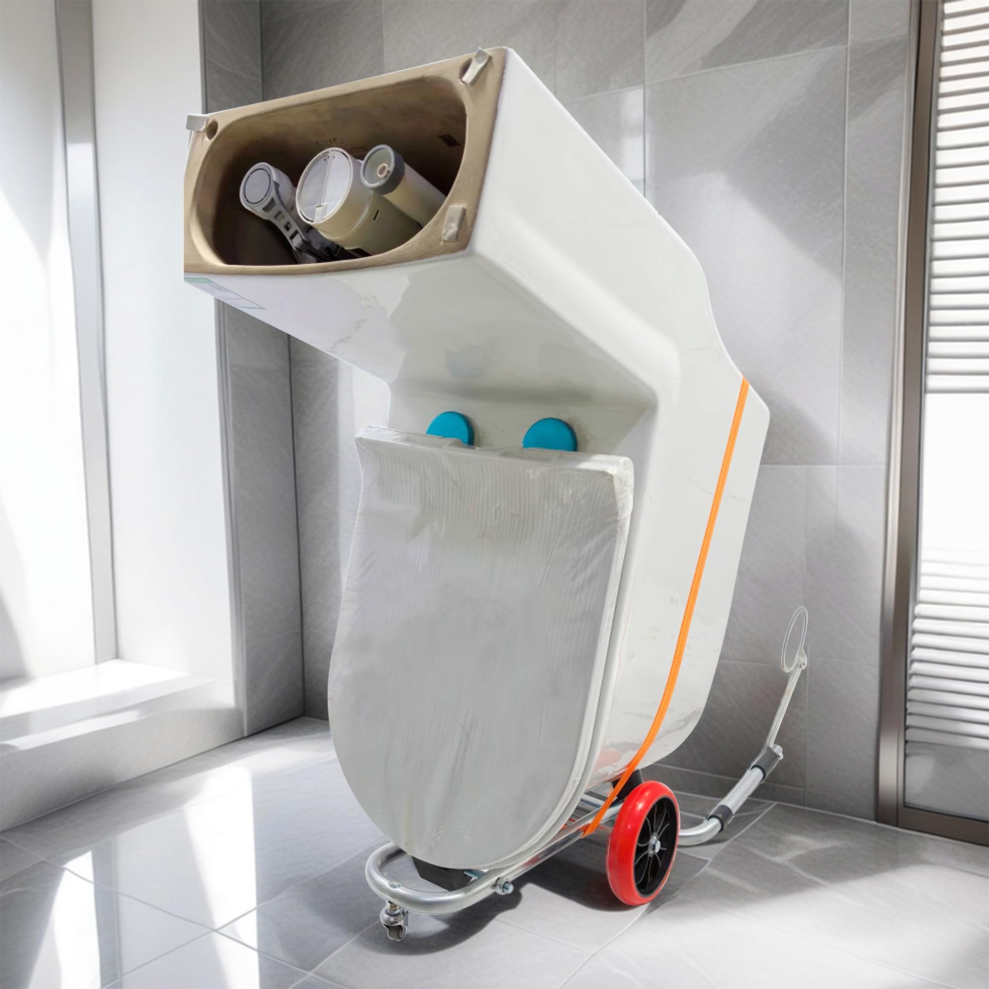 Narzędzie do podnoszenia toalety – przenośny podnośnik instalacyjny ze składanym wózkiem, wytrzymałe kółka do łatwej naprawy, przenoszenia i pozycjonowania toalety przez hydraulików