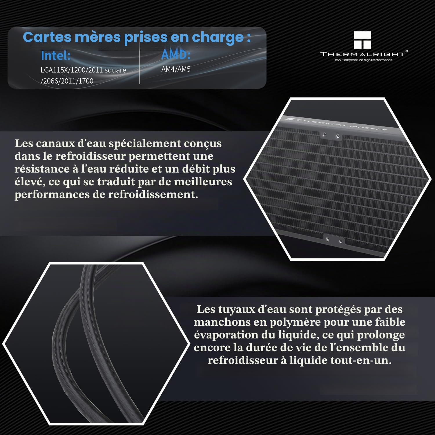 Thermalright Frozen Edge 360 - Dissipateur pour CPU avec ventilateurs PWM, vitesse de pompe 3300 RPM, roulement S-FDB, pour AMD AM4/AM5, Intel LGA 1150/1155/1200/1700/2011, FE360, noir (Black)