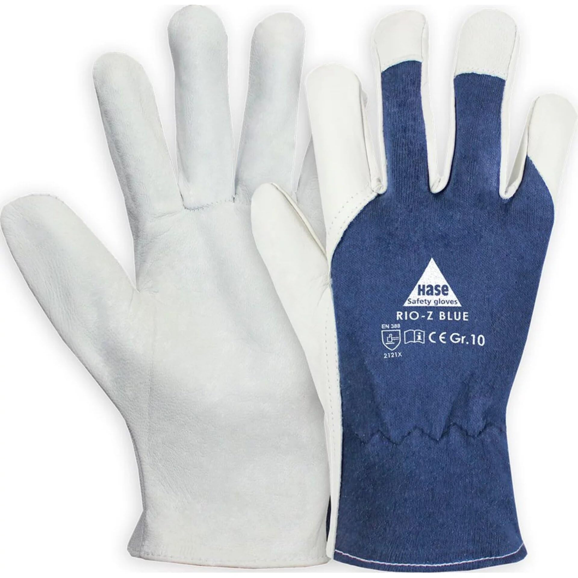 Hase Montage-/Arbeitshandschuh Rio-Z Blue, hauptmaterial Ziegennappaleder, der Oberteil besteht aus Baumwolltrikot und er hat einen Gummizug im Handrücken (200, 12)