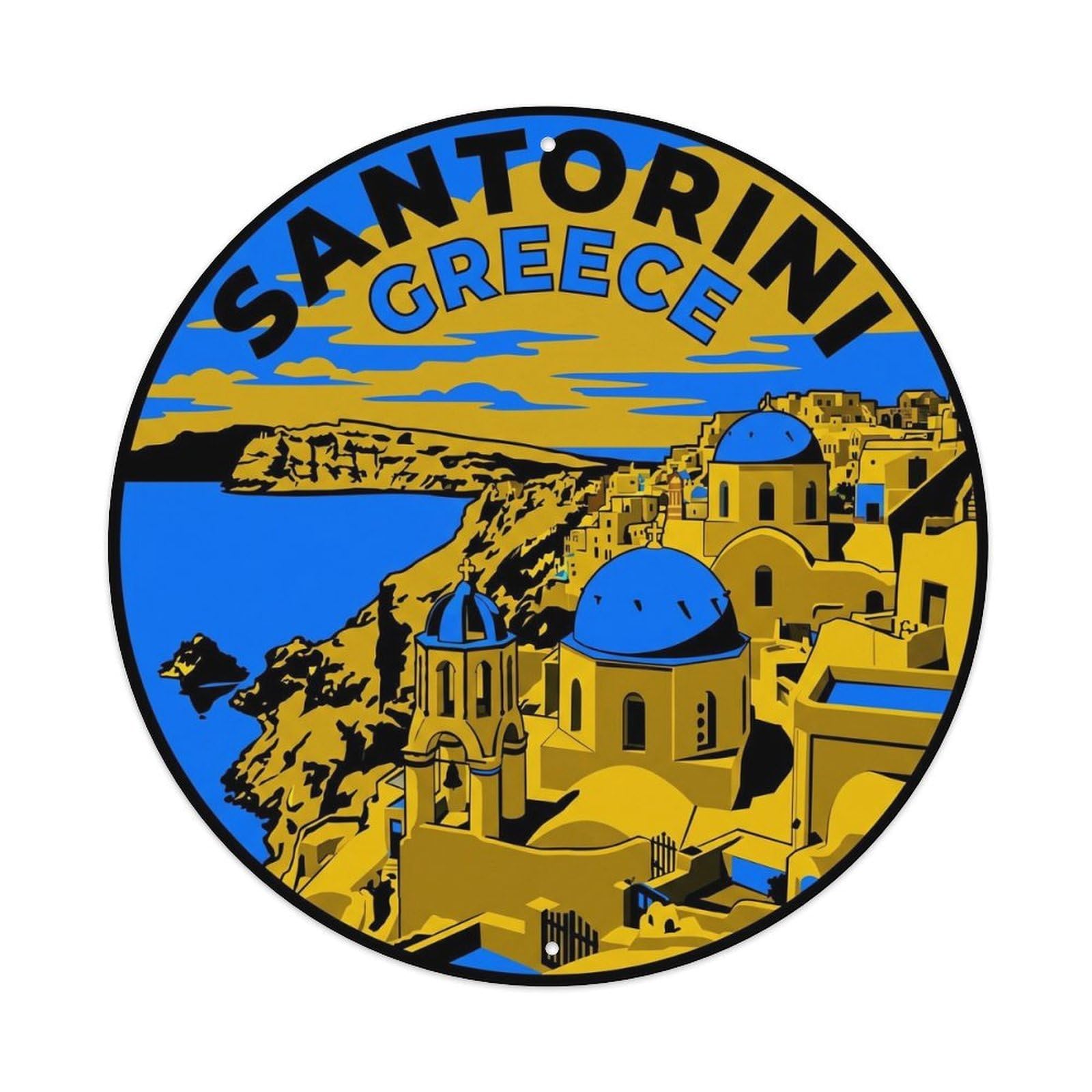 Oia Byzantine Castle Santorini Greece Caldera Travel Metal Tin Sign