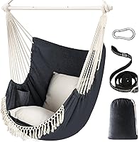 Chihee Hammock Chair Swing - 500 lbs Capacity, 2 Cushions, Steel Spreader Bar, Portable Macrame Bohemian Hanging Chair Indoor/Outdoor