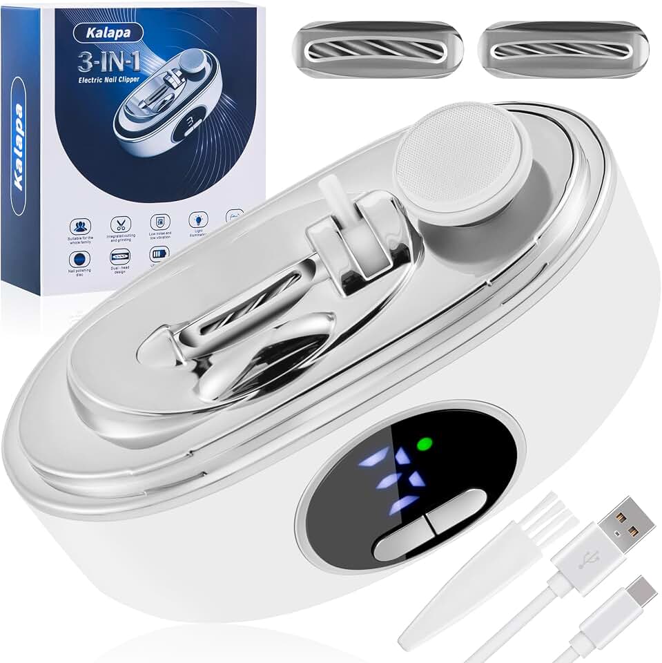 Electric Nail Clipper File Trimmer Upgraded 3 in 1 Automatic | with Polishing, Dust Storage &amp; LED Light, Safe for Seniors, Adults, Kids &amp; Baby, Gifts for Women Men Mom Baby Adult Senio