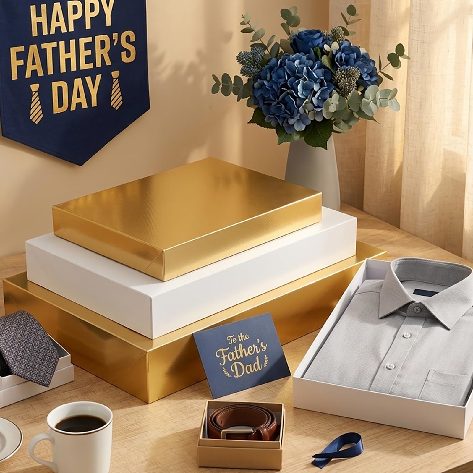 HAPPY POTATO Cajas de regalo con tapas de 11 x 8.5 x 1.5 pulgadas, cajas blancas para camisas, cajas de regalo para ropa, cajas de regalo (textura de grano blanco, paquete de 12)