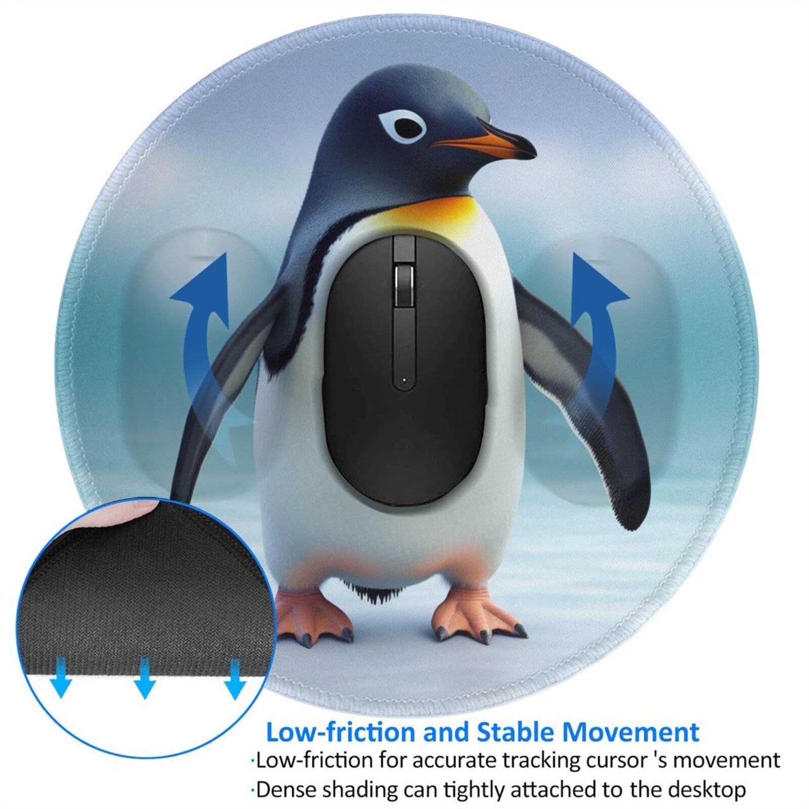 Linux-Mousepad Mit Holz-Optik & Pinguin – Rutschfest, 25x30 Cm, Für Gaming & Büro, Genähte Kanten