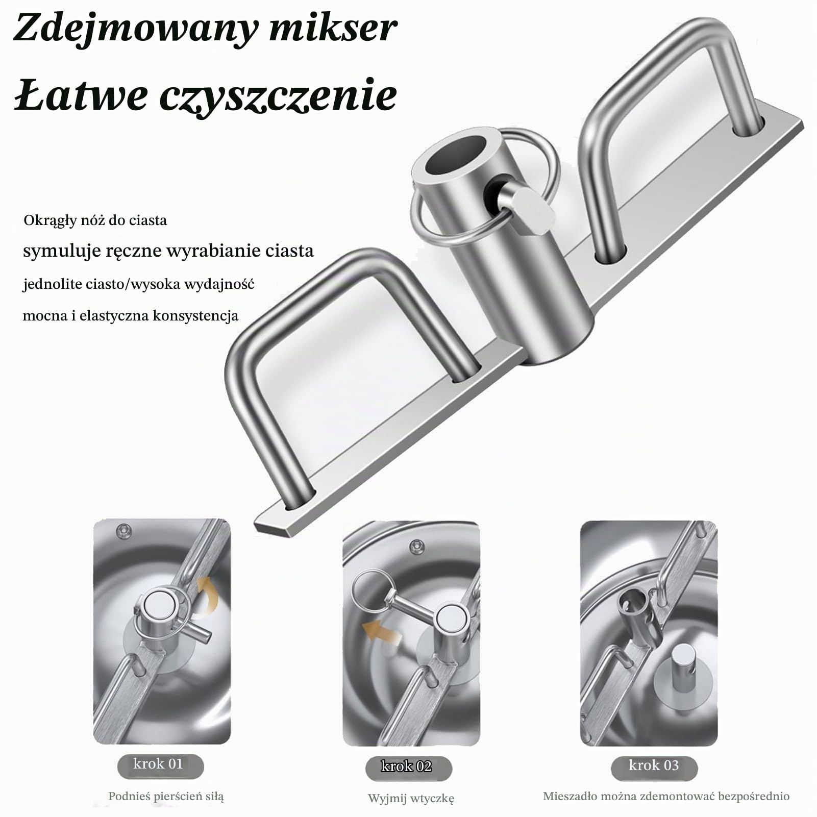 Komercyjny mikser do ciasta, elektryczny mikser spiralny ze stali nierdzewnej z misą ze stali nierdzewnej, pokrywą i timerem, wytrzymała spiralna maszyna do wyrabiania ciasta(5KG)