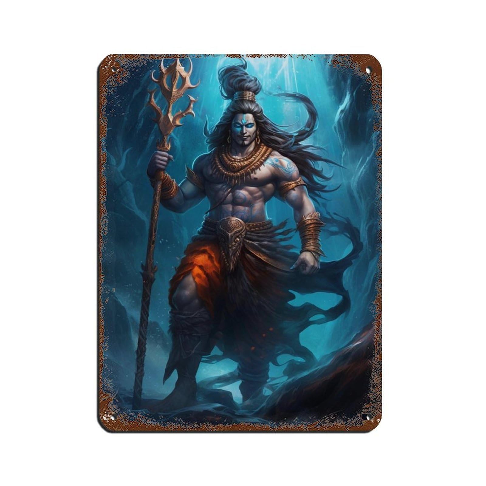 Hindu God Shiva Art (2) Tin Sign Vintage Metal Pub Club Cafe Bar Home Wall Art Decoration Poster Retro 12x16inch(30x40cm)