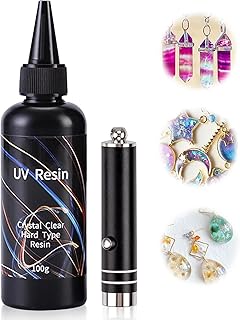 UV Resin Hard Glue, UV Resin 100g, UV Resin Hard Type Crystal Clear for Resin Art, Fastest Curing UV Resin, UV Resin Kit, Craft Resin, for Handmade Jewelry, Nail Art Accessories, DIY Craft Decoration