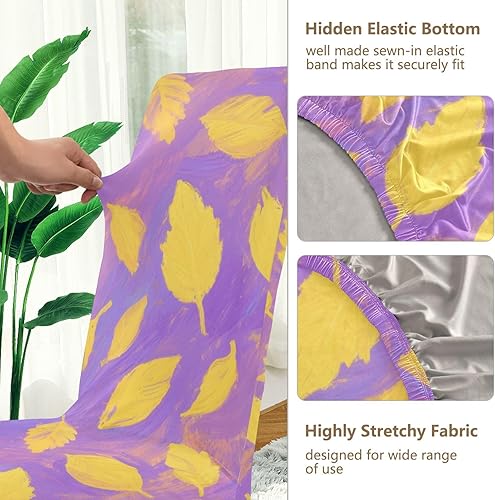 Miniatura 3 de Yellow Leaves Decorative Chair Cover for Dorm Desk Chair for Classroom Stools Washable Dining Chairs Covers protectores de sillas para comedor Set