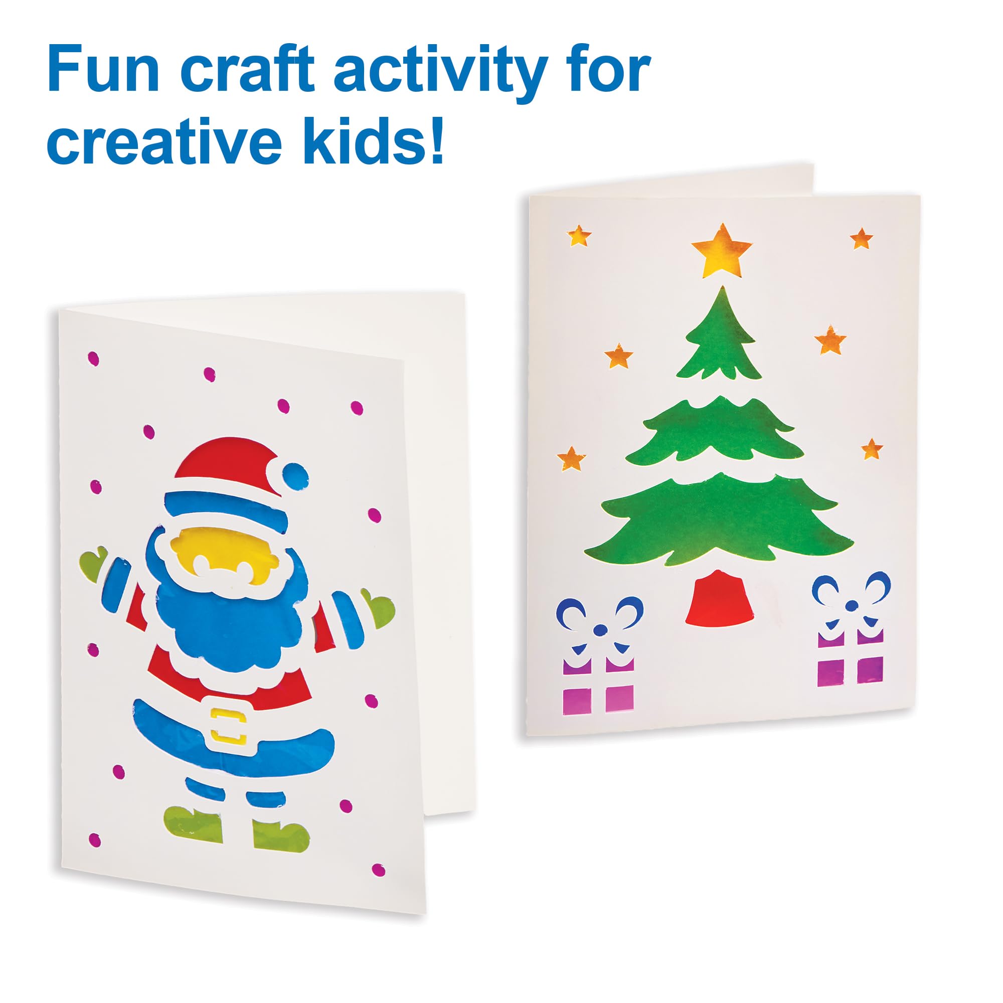 Baker Ross FX849 Kit de tarjetas de Navidad con vidrieras - Pack de 6, Kit de creación de tarjetas de Navidad para niños