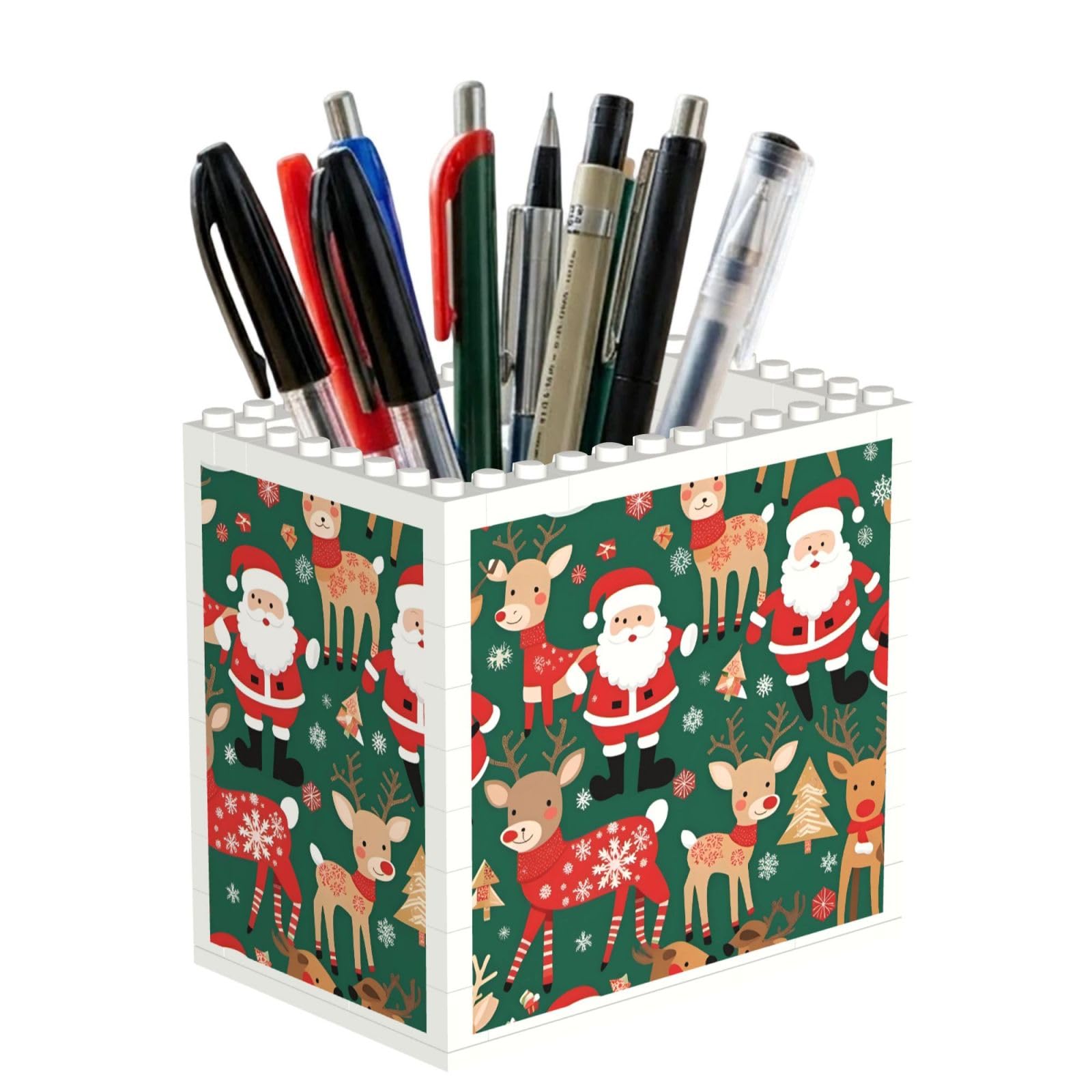 Santa Claus and Christmas deer Building Block Desk Tidy ABS Organiser