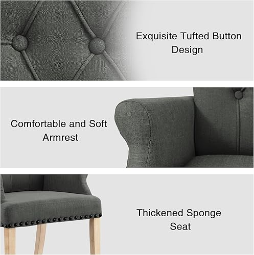 Miniatura 67 de LOULENS Lujosas sillas de comedor de terciopelo, modernas sillas de comedor tapizadas copetudas, reposabrazos con patas de acero inoxidable para