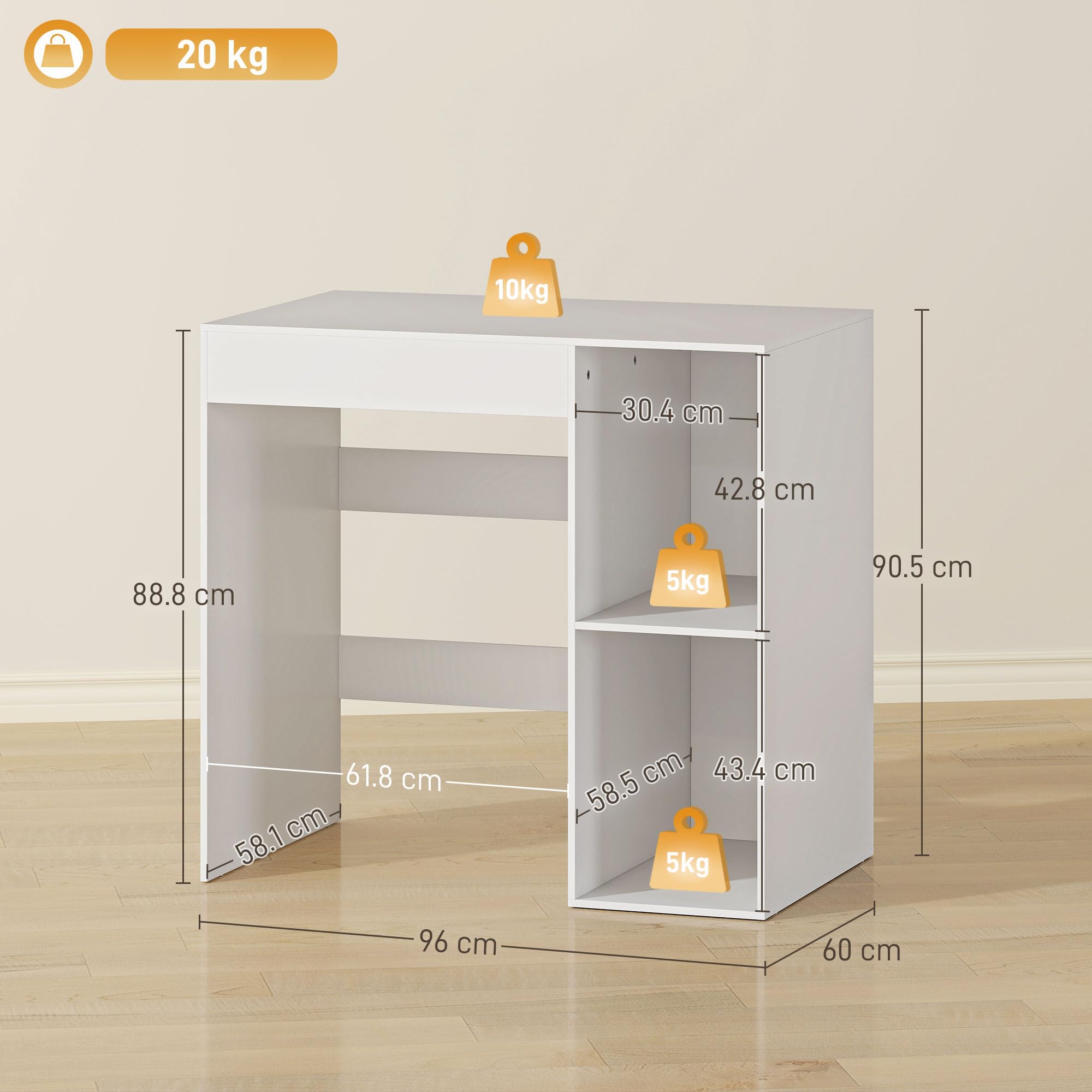 HOMCOM Mobile Sopra Lavatrice Moderno con Ripiani Aperti Scaffale Coprilavatrice Asciugatrice Autoportante Salvaspazio per Bagno e Lavanderia 96x60x95 cm Bianco