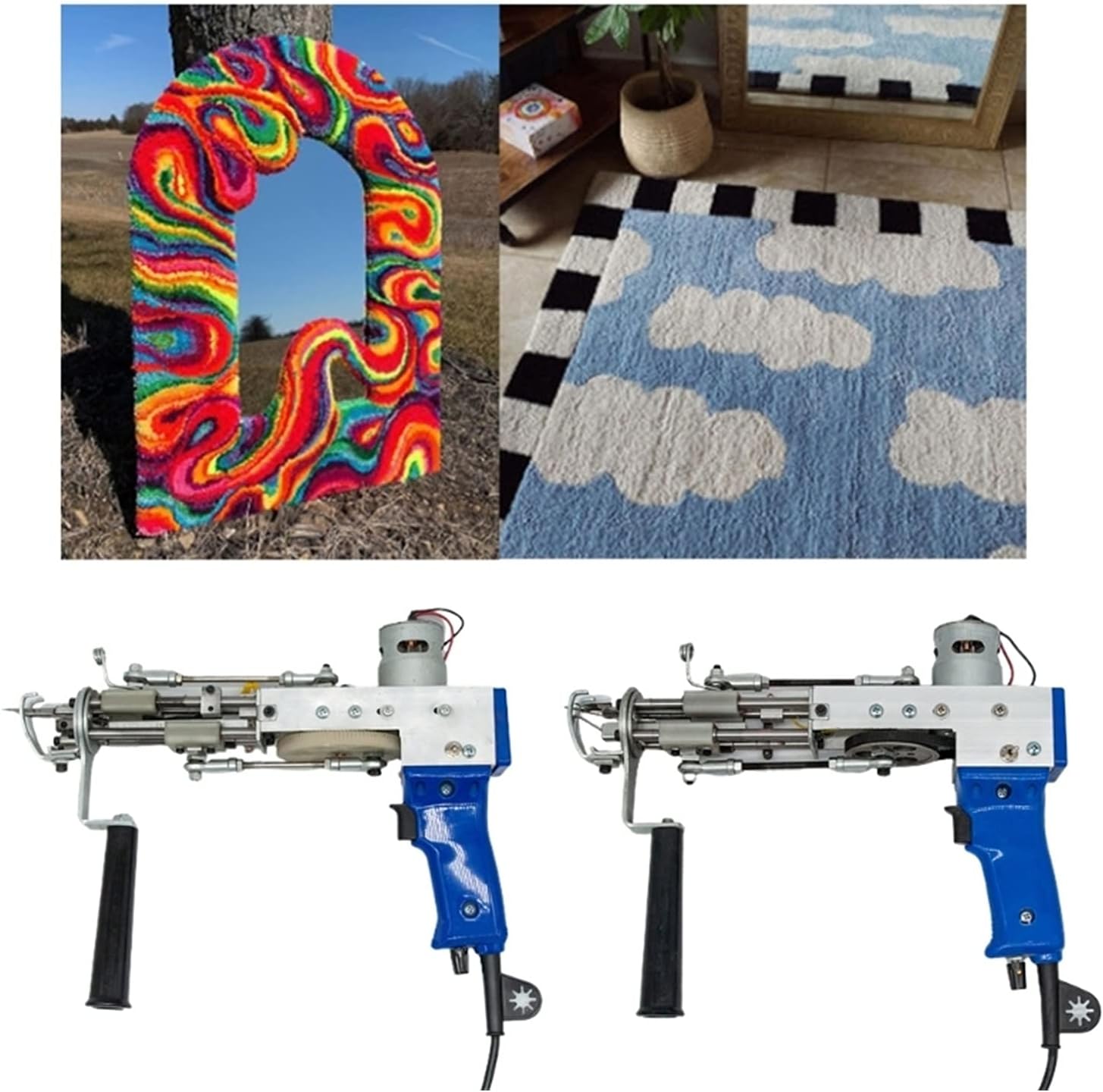 GeRRiT Cut Pile Rug Tufting Gun Electric Knitting Carpet Tufting Guns, Carpet Weaving Machine Cut Pile Flocking Machine, 9-21 Mm, 12-22 Steps/sec