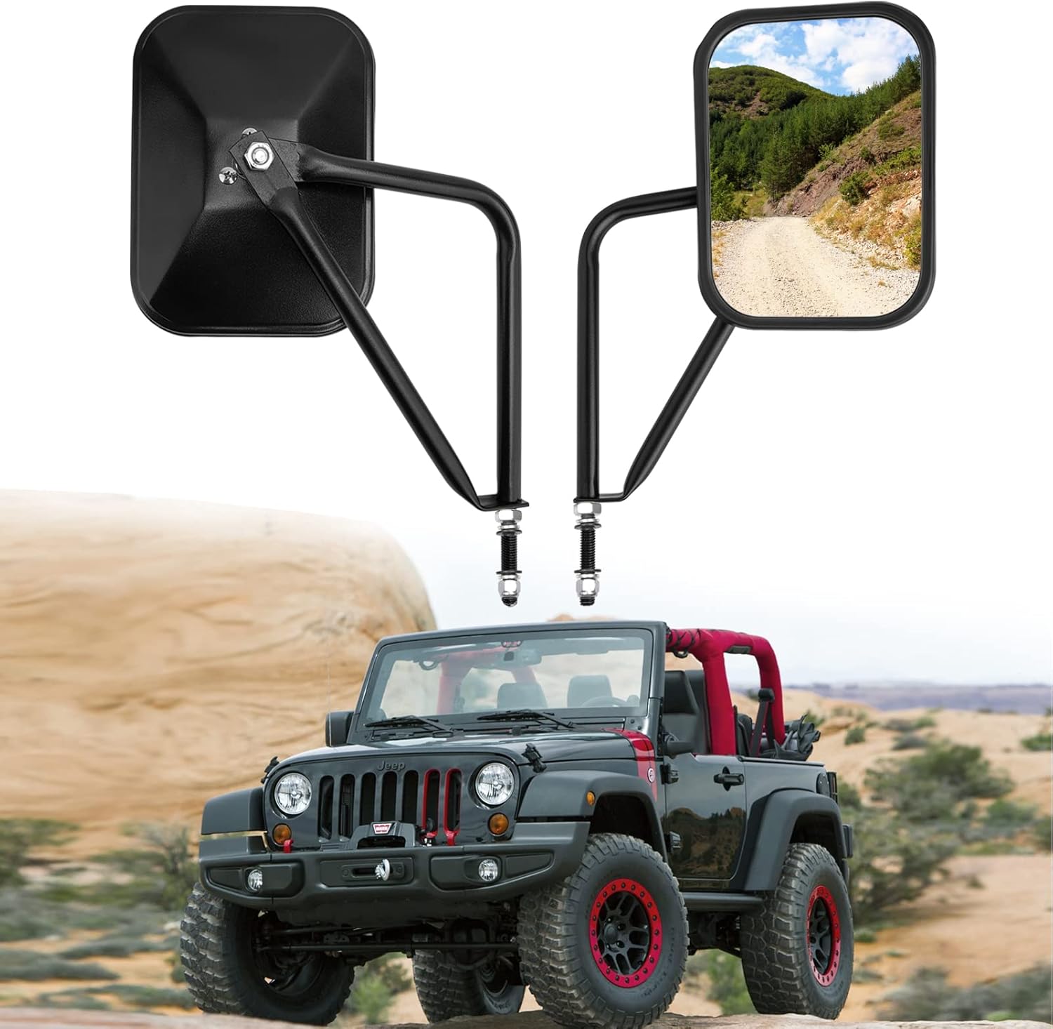 Door Off Mirrors Compatible for Jeep Wrangler JK TJ CJ YJ