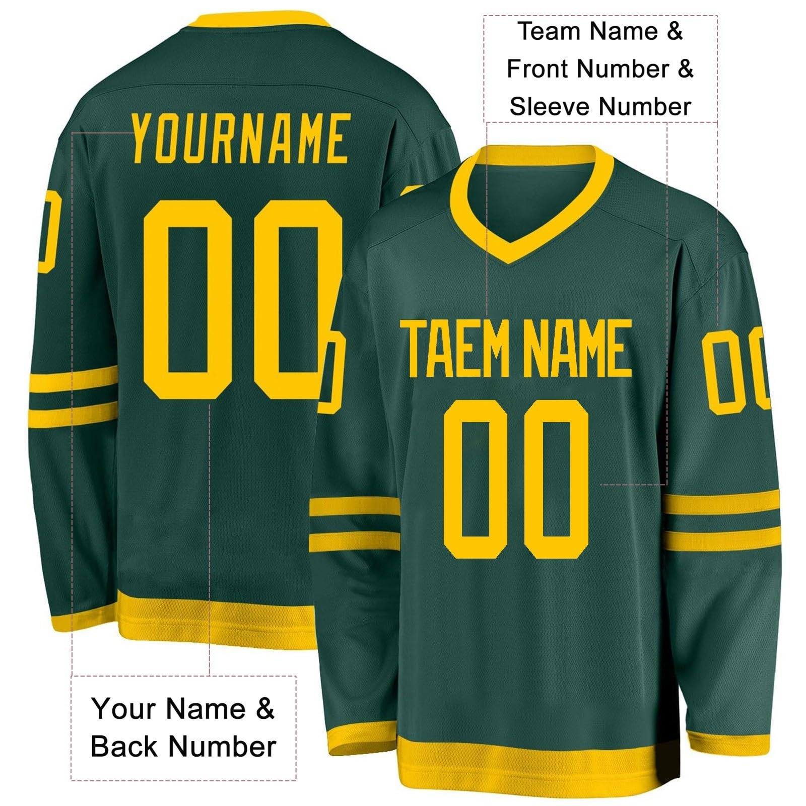 Maglia da Hockey personalizzata,Progetta la tua maglia da Hockey personalizzata con nome/squadra/numero, maglia da Hockey con nome adatto ai regali per bambini e adulti stile 6 KAN0827A
