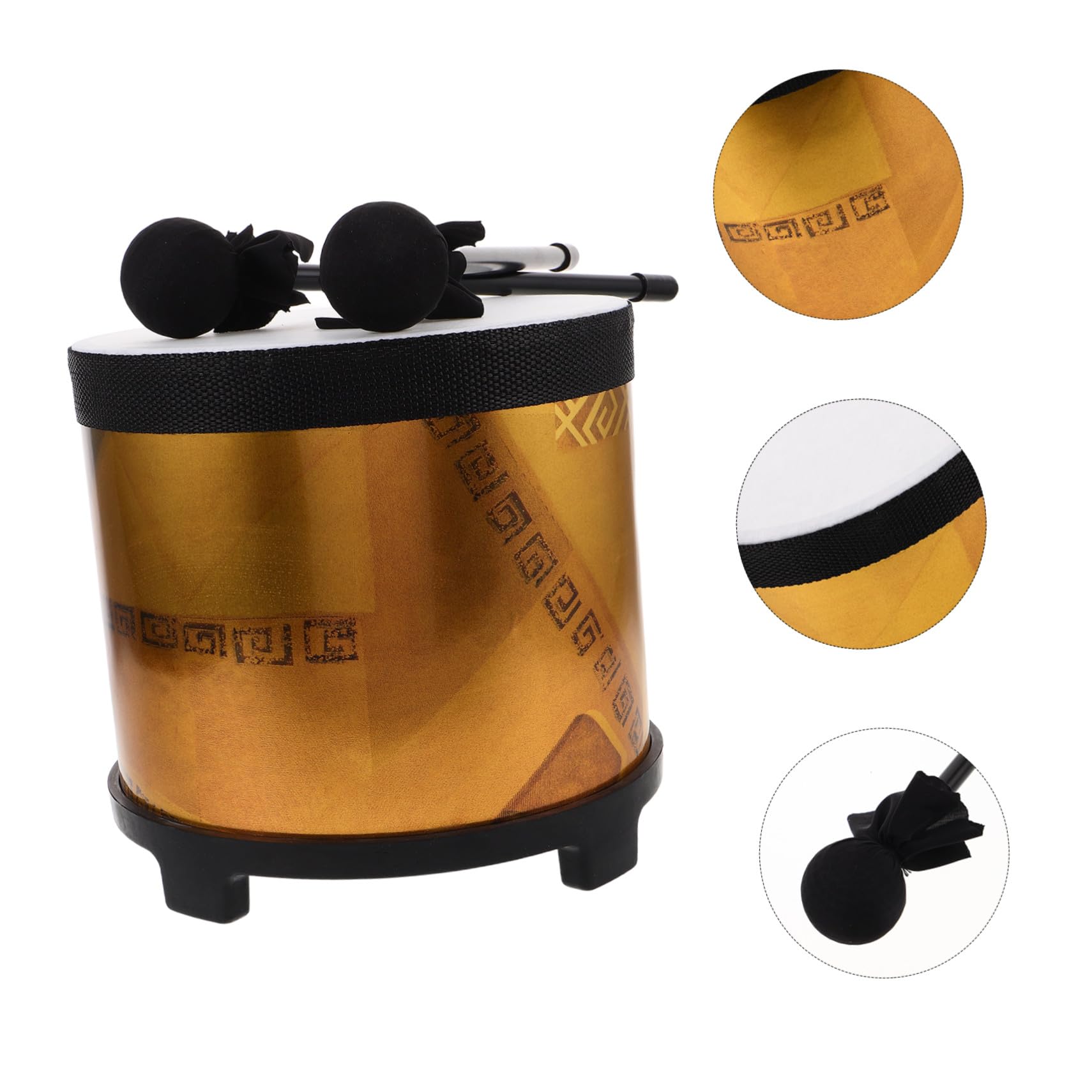 Tambores Infantiles de Piso Dhd8-1 1 Set Abs, PU y Tela Dorado | Mazo Incluido, Juego Ligero y Fácil de Transportar, para Aprendizaje Musical Temprano y Desarrollo del Ritmo