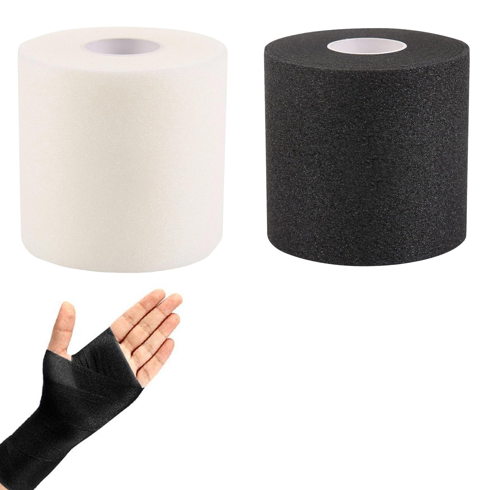 Racket Grip, Badminton Cushion Wrap, 6cm*20m Comfortable Handle Grip for Badminton Racquet, 2 Rolls Black and White, Multi-Layer Protection for Joints and Equipment