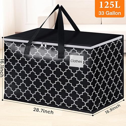 Miniatura 3 de HomeHacks Bolsas de mudanza resistentes con bolsillos para etiquetas, bolsas de almacenamiento plegables para mudanzas, campamento y viajes, cajas