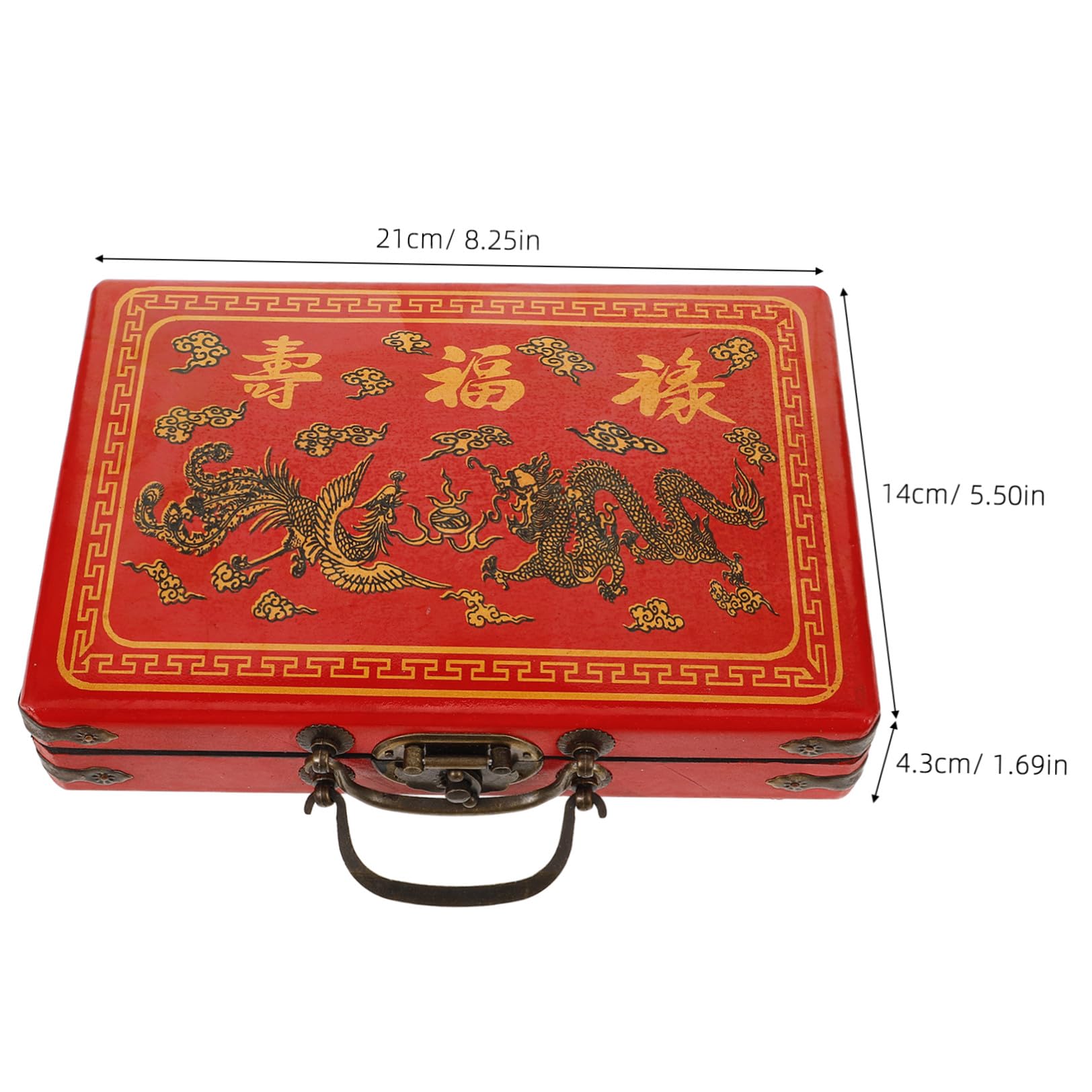 STOBAZA 3 Pièces Boîte de Mahjong Chinois en Panneau de Densité Rouge