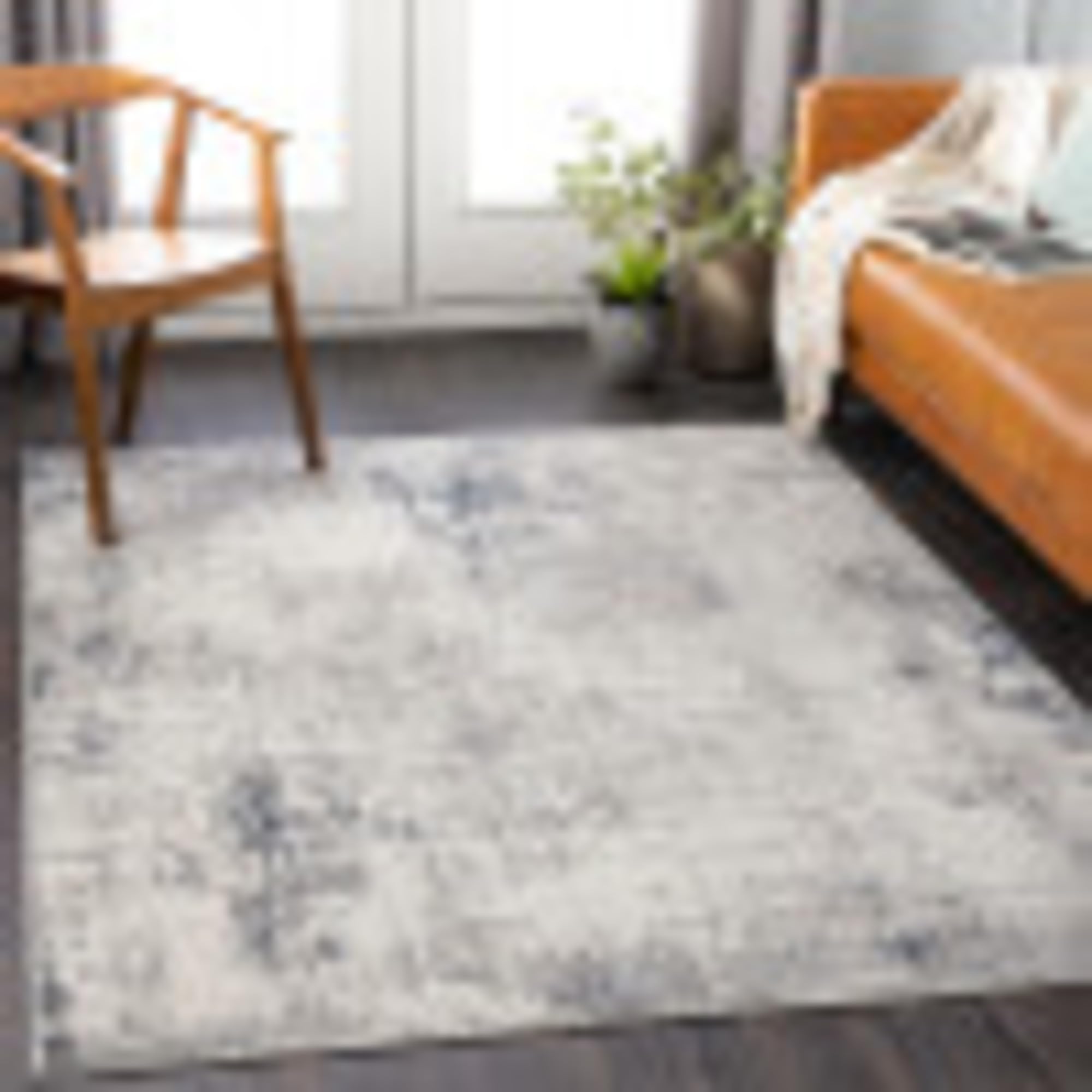 Livabliss Brech Abstract - Area Living Room 200x275 cm, Dining Room, Lounge, Kitchen, Bedroom - Modern Marble Large, Soft Luxurious Easy Care Medium Pile, Cream, Grey, Blue