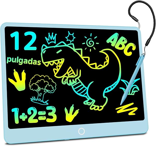 12 Pulgadas Edición Mejorada Tableta de Escritura LCD, Electight Tablero de Dibujo Electrónico Color para Niños con Borrable y Bloqueo, Reutilizable para Hogar, Escuela, Oficina (Azul) - 1