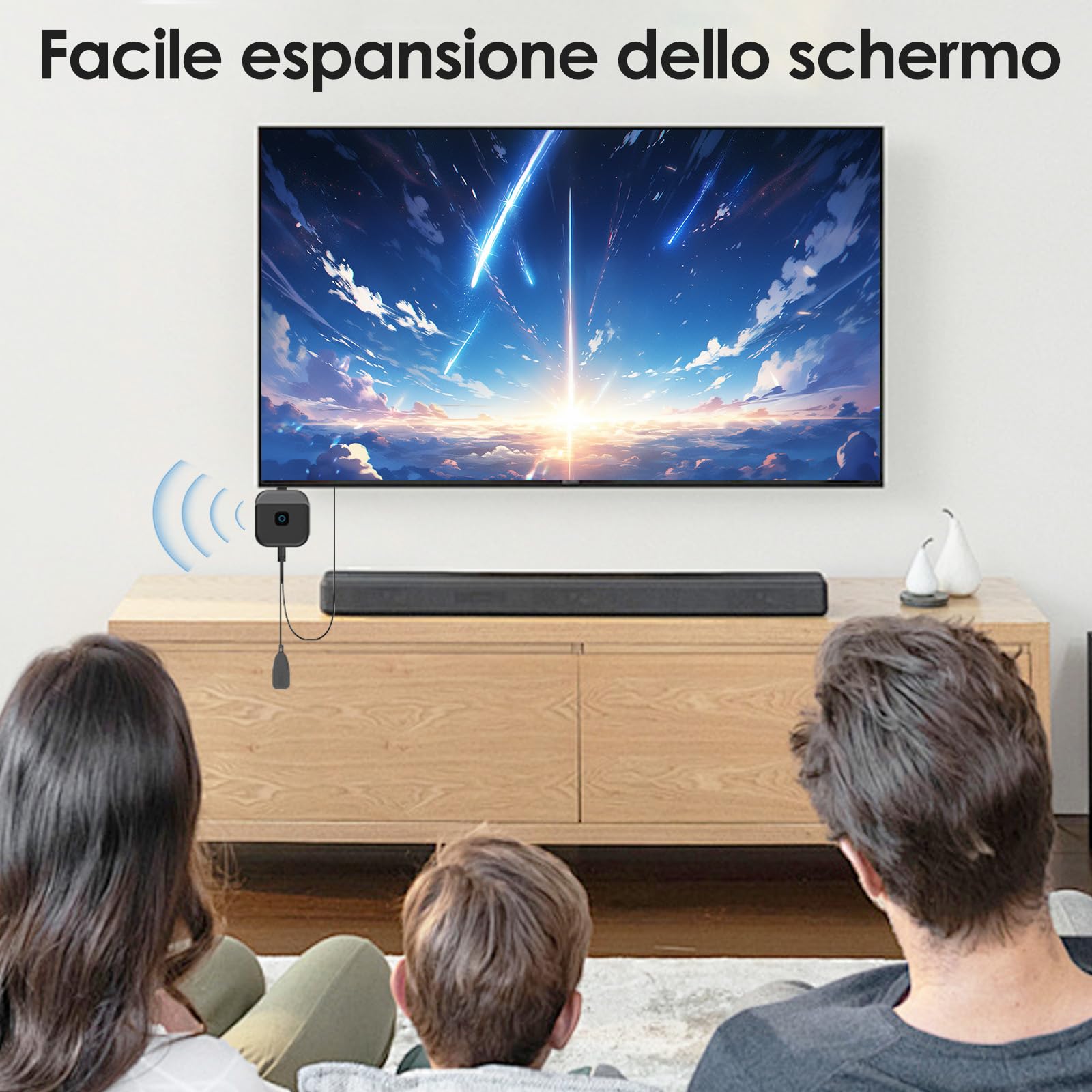 Adaptateur HDMI Sans Fil Miracast 1080P - Compatible IPhone, Android, Windows, Supporte AirPlay/DLNA - 3