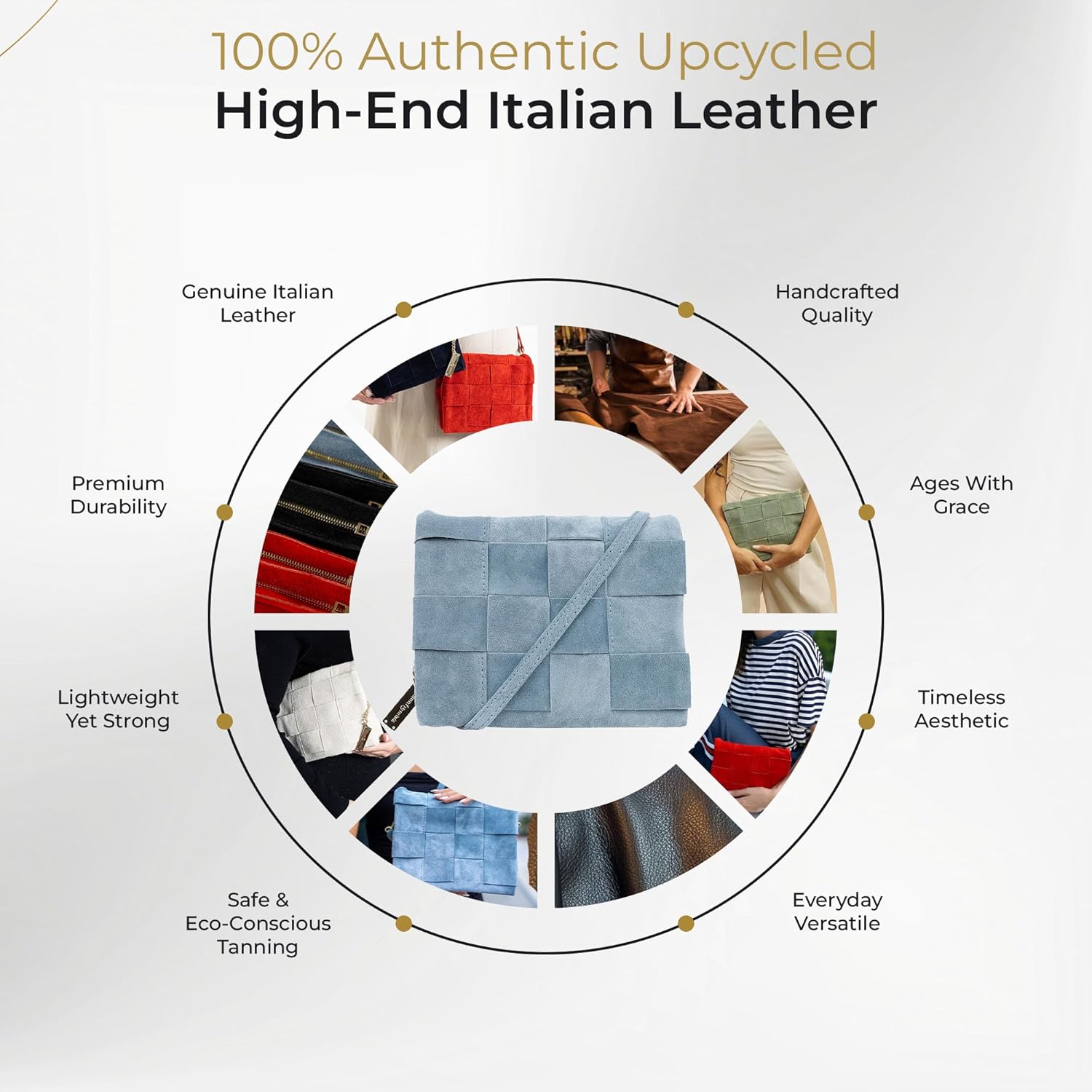 Premium Italian Leather Handmade in Florence, Italy. Suede Crossbody Bag for Women with a Detachable Strap Made in Italy - Image 4