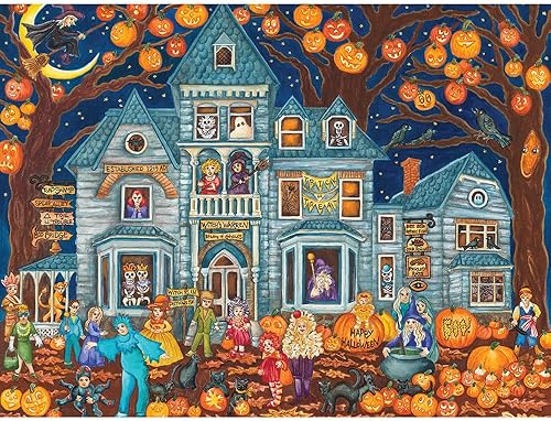 Bits and Pieces Rompecabezas de 1000 piezas para adultos – Desfile de disfraces de casa embrujada – Rompecabezas del artista Andrea Strongwater,