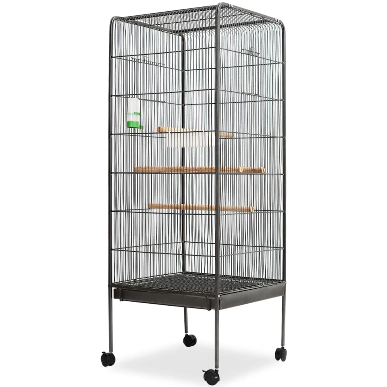 Homgoday Jaula para pájaros negra, 54 x 54 x 146 cm, acero, nido de pájaros, casas para pájaros, jaulas y soportes para animales y suministros para mascotas