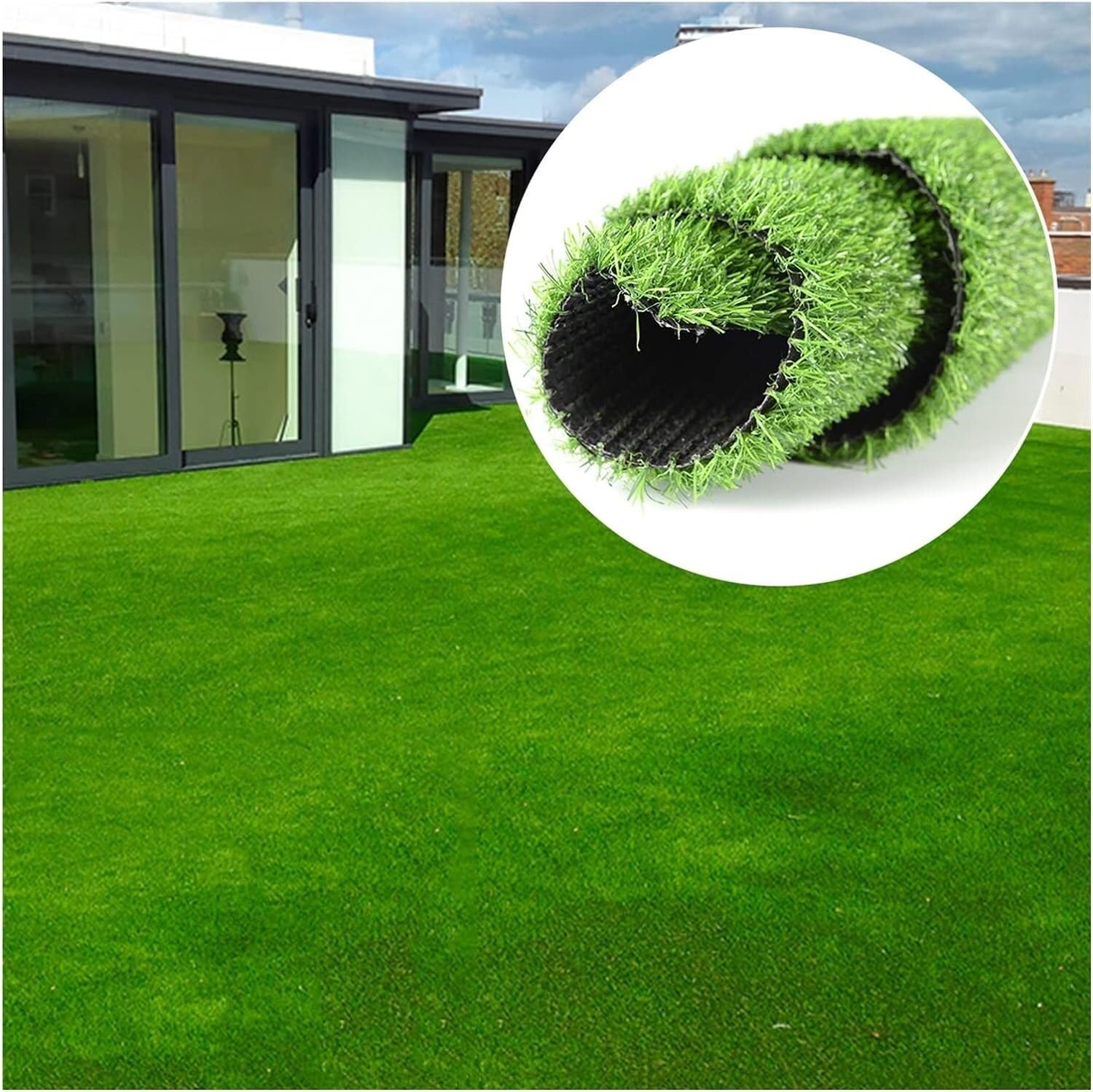 Tappeto in Erba Sintetica, Tappeto in Erba Artificiale di Alta qualità Spesso 2 cm - Erba Sintetica ritagliabile per Giardino e Prato, Retro in plastica, Tappeto in Erba Finta Resi