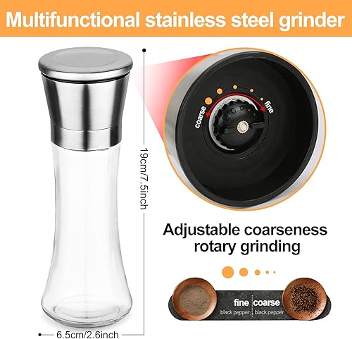 Miniatura 2 de Molinillo de pimienta recargable, molinillos manuales SAINSWIN para sal y pimienta, molinillo de especias de grosor ajustable, utensilios de cocina,