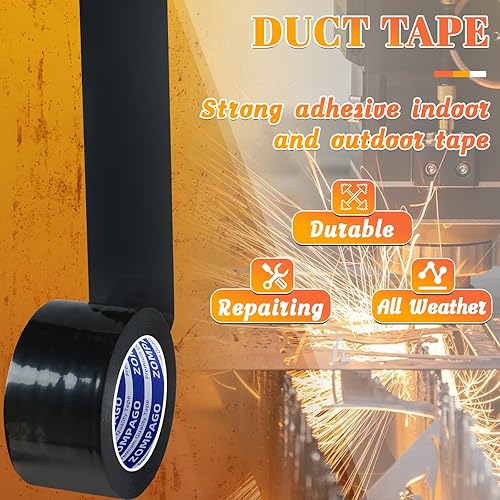 Miniatura 3 de Cinta adhesiva negra de alta resistencia, 1.8 pulgadas x 164 pies, fuerte adhesivo impermeable y resistente a los rayos UV, sin residuos, reparación