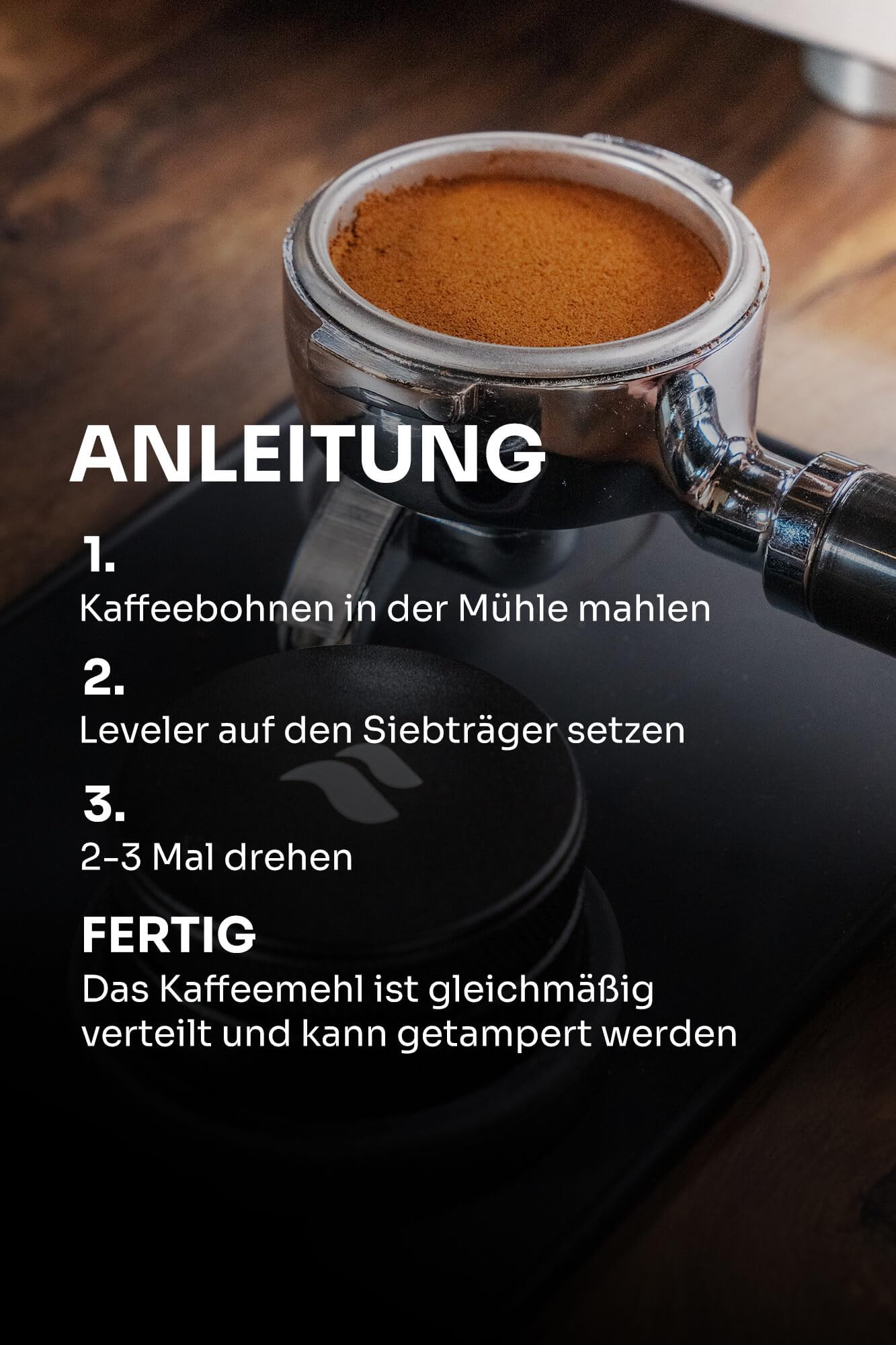 roastmarket Espresso Leveler 58mm | Höhenverstellbarer Kaffeeverteiler aus Edelstahl | Barista Zubehör für Siebträgermaschine | inkl. Silikonablage | Ideal für gleichmäßige Espresso-Extraktion