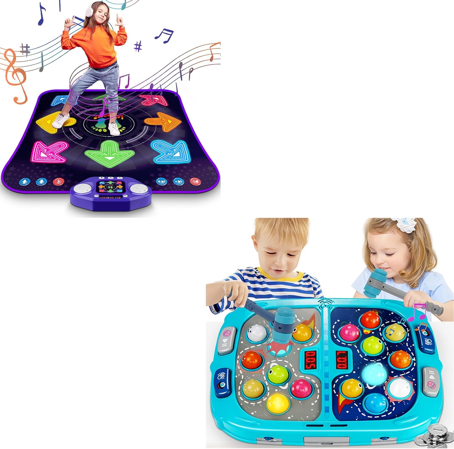 ANNKIE Whack Mole Game and Light Up Dancing Mat Toy,Gifts for 3-12 Year Old Boys & Girls