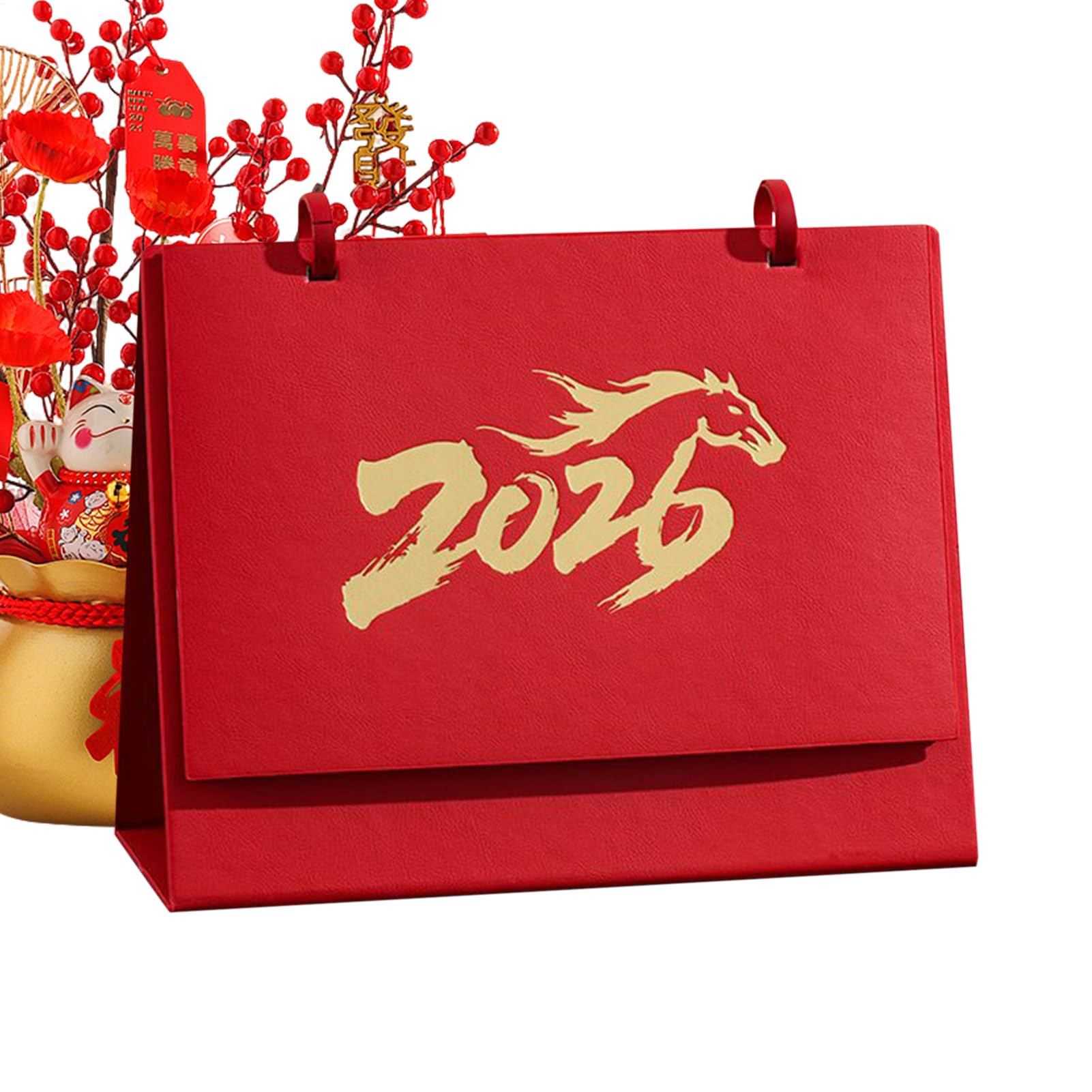 Desk Calendar for the Year of the Horse for Chinese New Year, 12-Month Planning Accessories for the Year 2026, Calendar for Horse Year, for Home, Hotel, School, Professionals, Work