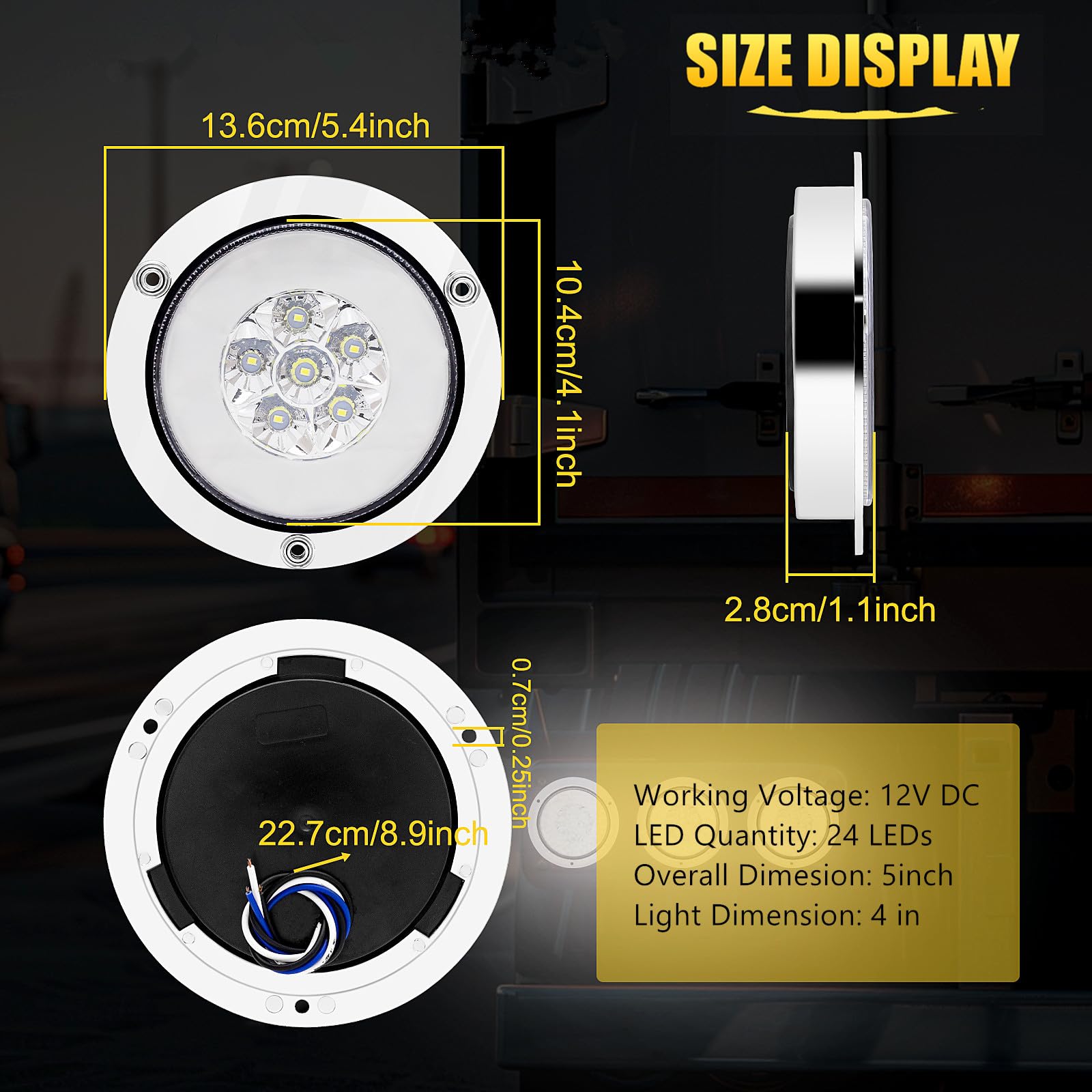 Snapklik.com : NWpangu 4 Inch Round LED Trailer Tail Lights Rear ...